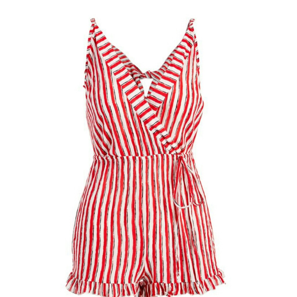Red & white romper